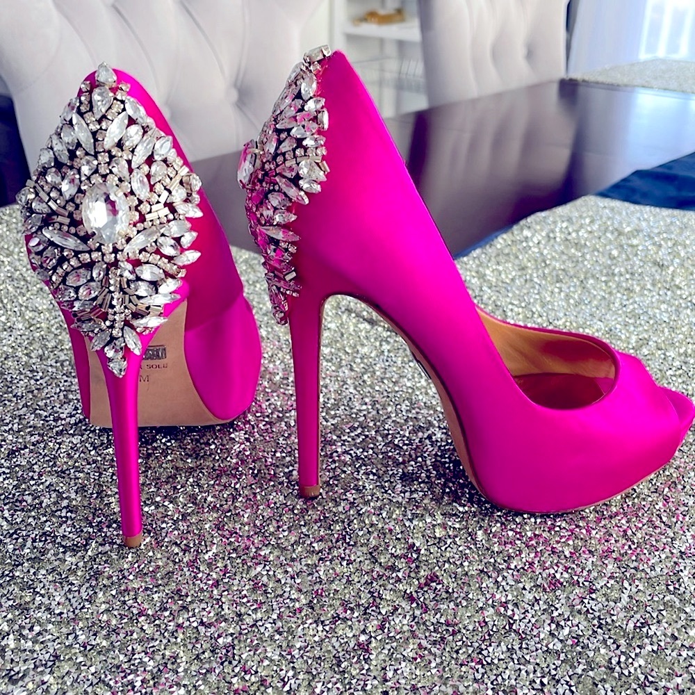 BADGLEY MISCHKA PINK CRYSTAL HEELS -6M